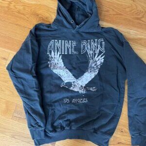 Anine Bing Rowe Eagle Hoodie in Washed Black